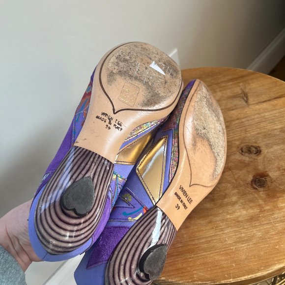 Vivien Lee Maximalist Low Heel / Flats Size 8 / 39 Patchwork Mixed Media - Picture 6 of 11